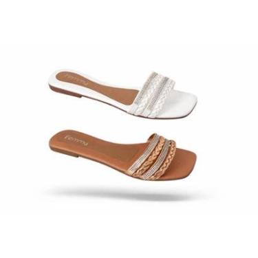 Imagem de Kit 2 Sandalia Barata Rasteirinha Confortável Luxo-Feminino