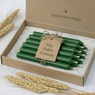 Imagem de Vela Verde Palito Comum 1 kg  Esperança, Cura e Uso Espiritual - Estre