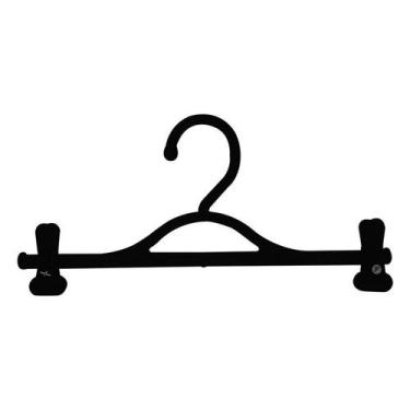 Imagem de Kit Cabide Plastico Saia Calça Infantil Com Presilha 24 Cm Preto - MMF