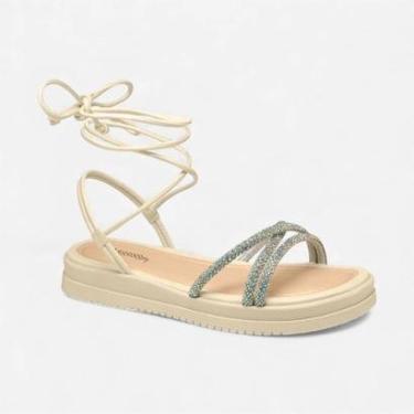 Imagem de Sandália Papete Mississipi Amarração Com Strass Bege-Feminino