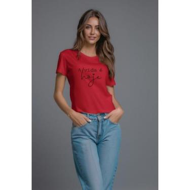 Imagem de Camiseta feminina frase A vida é hoje blusa casual look moderno moda t