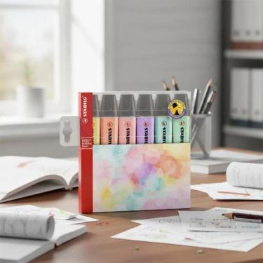 Imagem de Marca Texto Stabilo Boss 6 Cores Tons Pastéis À Base de Água - Congrat