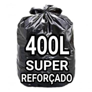 Imagem de Saco para Lixo 400 Litros Super Reforçado Parede Dupla 10 Unidades Preto Higipack
