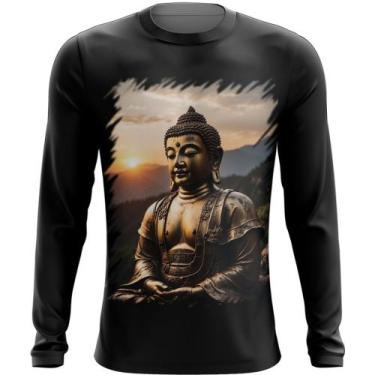 Imagem de Camiseta Manga Longa Estátua de Buda Iluminado Religião 13 - Kasubeck 