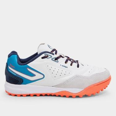 Imagem de Chuteira Society Infantil Topper Dominator Club V, Branco, Azul, 35