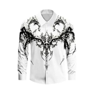Imagem de Camisa Masculina De Manga Longa Casual Elegante Com Lapela E Botões Pa