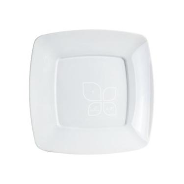 Imagem de Pratos Quadrados 21cm de Plástico Branco Resistente Strawplast P/ Refe