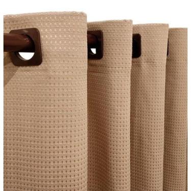 Imagem de Cortina 2,40x1,30 Sala Quarto Cozinha Tecido Piquet Cor:bege - SHOPPIN