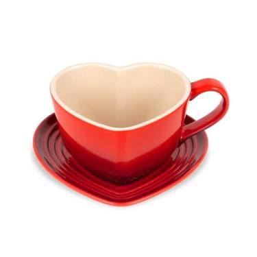 Imagem de Le Creuset Caneca com Pires Coração 220ml Vermelho