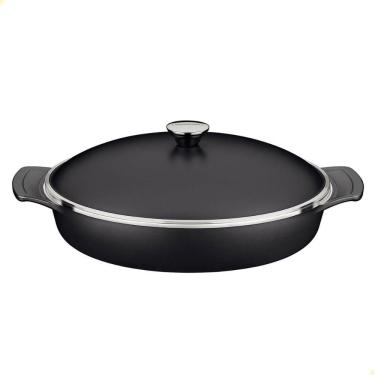 Imagem de Frigideira Lyon Alumínio Forjado Antiaderente Starflon High Performance 32cm 4,3L com Tampa Tramontina Preto