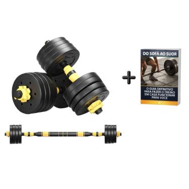 Imagem de Kit Halteres Ajustável 3 em 1 Até 40kg Musculação com Conector e-book Ahead Sports