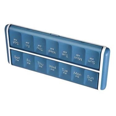 Imagem de Estojo de Remedio Comprimido Capsula Pilula Organizador Semanal Divisoria Bolsa Mala Viagem Portatil Seguro Resistente