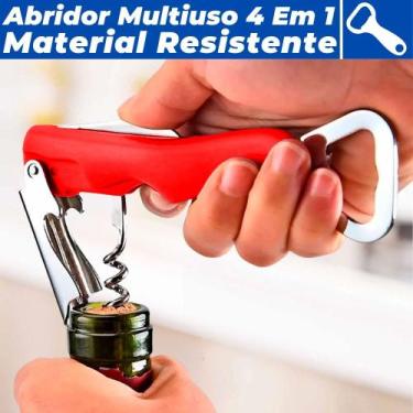Imagem de Saca-Rolhas Abridor De Vinhos E Garrafas 4 Em 1 Aço Inox - Uz Utilidad