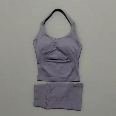 Imagem de Conjunto De Yoga Feminino Com Top Halter E Leggings Esportivas Sem Cos