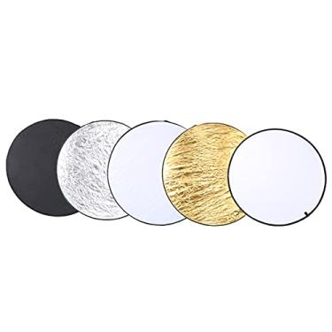 Imagem de Cuque Refletor de luz branco e preto, simples compacto, 5 em 1, refletor de luz portátil, 110 cm para fotografia de retrato para ambientes externos e internos