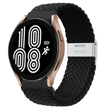 Imagem de Pulseira de nylon trançado para Samsung Galaxy Watch 3 de 45 mm e 46 mm para Huawei Watch GT 2/3/Pro 46 mm, pulseira de relógio elástica de 22 mm para Amazfit GTR 47 mm, preta