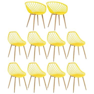 Imagem de Kit 2 Cadeiras Clarice Nest Sidera Com Braços + 8 Cadeiras Cloe Amarelo