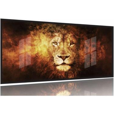 Imagem de Quadro Decorativo Leão em Chamas 130x60 Moldura Preta 2x2