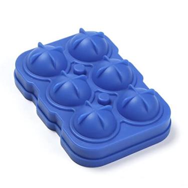 Imagem de Bandeja de cubo de gelo molde de bola de gelo molde de cubo de gelo de silicone acessórios de vara redonda uísque gelo 45mm restaurante ferramenta de cozinha uísque coquetel molde de cubo de gelo (cor: azul escuro)