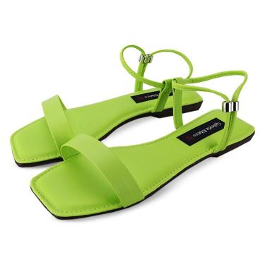 Imagem de Sandália Rasteira Feminina Bico Quadrado Moderna Conforto