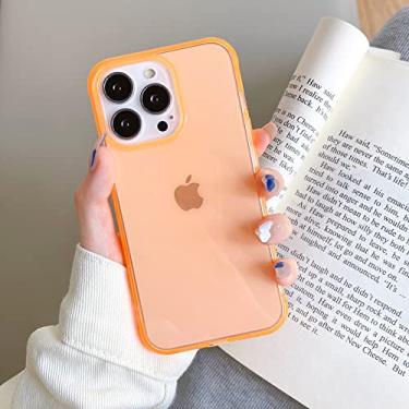Imagem de Capa de telefone transparente colorida para iPhone 14 13 12 11 Pro Max XR XS X 8 7 Plus SE 3 Mini capa traseira de silicone macio, laranja, para iPhone13 Mini