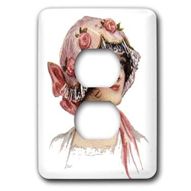 Imagem de 3dRose Lsp_6283_6 Capa de saída feminina vitoriana com renda rosa com 2 plugues, multicolorido