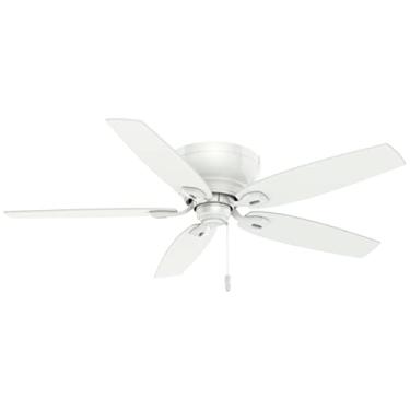 Imagem de Ventilador de teto Hunter Fan Casablanca Durant interno baixo perfil com controle de corrente de puxar, branco, 137 cm (54103)