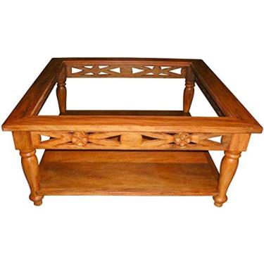 Imagem de Mesa de Centro Rústica Leona em Madeira de Demolição Para Tampo de Vidro - Cód 892
