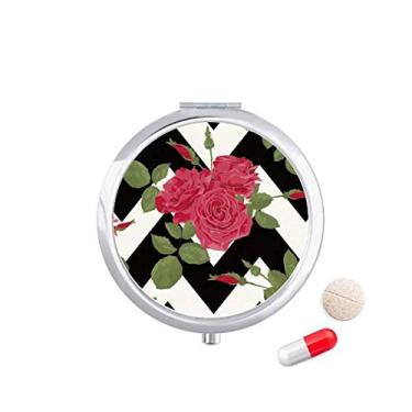 Imagem de Caixa de comprimidos de plantas com desenho de rosas vermelhas para guardar remédios