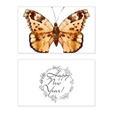 Imagem de Borboleta com asas marrons Festival Ano Novo Cartão de felicitações Bless Mensagem presente