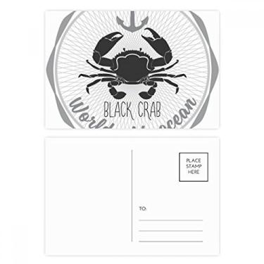 Imagem de Cartão postal com desenho de caranguejo e estampa de organismo marinho