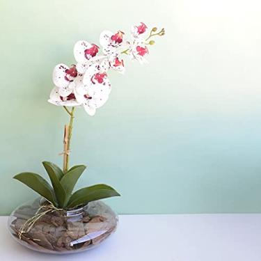 Imagem de Arranjo de Orquídea Artificial 3D Tigre no Vaso Vidro Transparente | Linha Permanente Formosinha