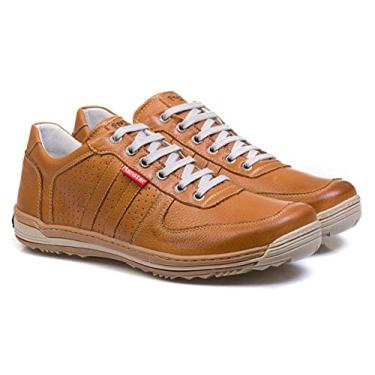 Imagem de Sapatênis Casual Conforto Couro Marrom Claro 3002 Tamanho:37