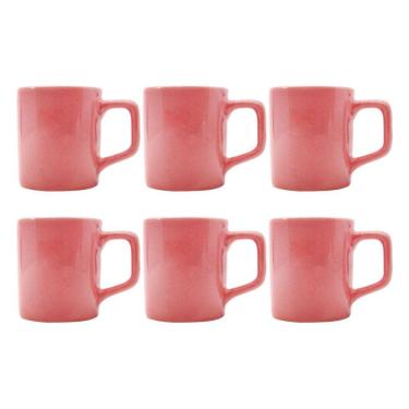 Imagem de Conjunto Xícaras Café Cerâmica Rosa Vibrante 80mL - 6un