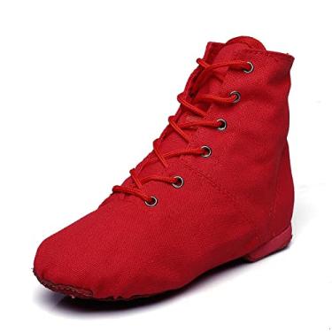 Imagem de MSMAX Jazz Tênis de dança botas de treino de dança, Vermelho, 11 Narrow