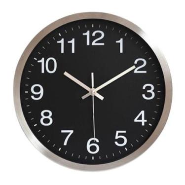 Imagem de Relógio De Parede Silencioso Prata Em Alumínio 30cm - Generic