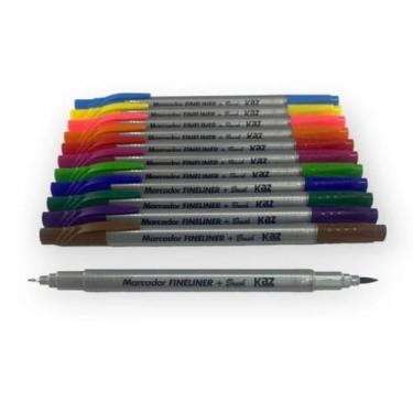 Imagem de Caneta Ponta fina 0.4 e Brush 2,9mm para Desenho Fineliner, Lettering,12 cores