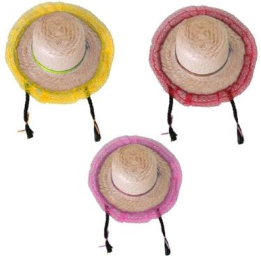 Imagem de Chapéu de Palha Infantil Feminino com Trança Festa Junina