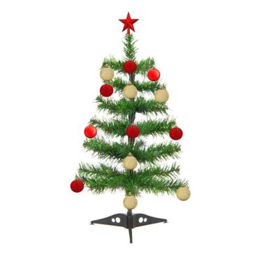 Imagem de Árvore Natal Verde 35cm Mini 15 Bolas Verm/Douradas