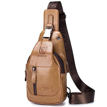 Imagem de Bolsa de estilingue de couro masculina à prova d'água pacote crossbody mochila de ombro para caminhadas ciclismo montanhismo viagens