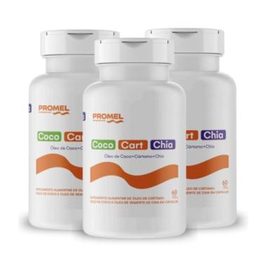 Imagem de Kit Com 3 - Óleo de Coco + Óleo de Cartamo + Óleo de Chia (Ômega 3, 6 e 9) 60 Caps de 1000mg Promel