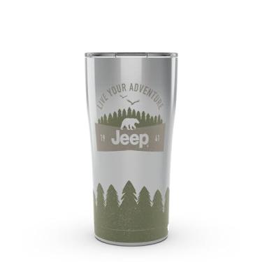 Imagem de Tervis Copo de viagem Jeep Live Your Adventure com parede tripla com isolamento térmico mantém as bebidas frias e quentes, 590 ml Legacy, aço inoxidável