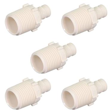 Imagem de Supply Giant QQNB1234-5 Adaptador de liga de poliéster plástico PEX x MPT Encaixe de tubulação farpa 1/2" x 3/4" Branco (pacote com 5)