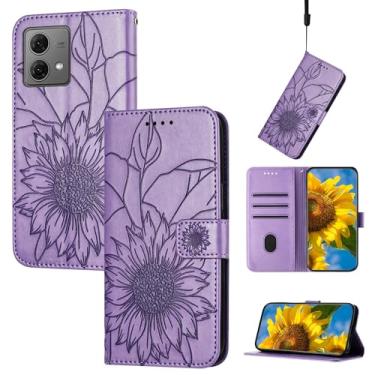Imagem de Capas flip para smartphone capa fina compatível com Motorola Moto G84 capa carteira com suporte para cartão, capa floral em relevo, capa flip de couro, capa protetora à prova de choque para capas