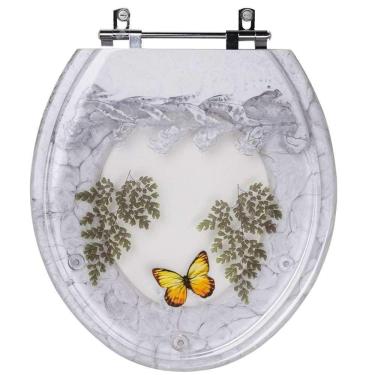 Imagem de Assento Sanitario Poliester Decorado Borboleta Parati Para Vaso Logasa