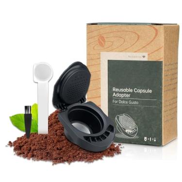 Imagem de FOXNSK Adaptador de cápsula reutilizável para Dolce Gusto, adaptador de cápsula de café recarregável, conversor de cápsulas de café, suporte de enchimento de café em pó, compatível com Piccolo
