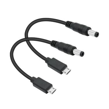 Imagem de Cabo de alimentação curto CC 5,5 mm x 2,1 mm para micro USB 15,2 cm, DC 5521 macho para plugue macho micro USB 5V 3A, cabo de extensão de carregamento de energia, para lâmpada de mesa de LED,