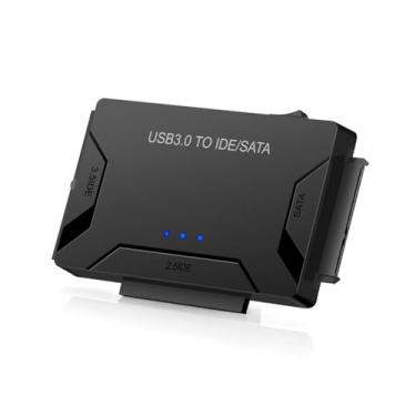 Imagem de samherome Adaptador de disco rígido USB 3.0 para IDE/SATA, conversor externo para unidade óptica IDE SATA HDD SSD DVD de 6.3 cm 8.9 cm, leitor de disco rígido universal com fonte de alimentação de 12V