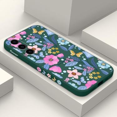 Imagem de LEECG Capa para Samsung Galaxy S23 Plus, capa para Samsung S23 Plus, design de padrão criativo, capa protetora fina de silicone para celular S23 Plus 6,6 polegadas - verde flor