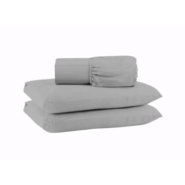 Imagem de Jogo de Lençol QUEEN 3 Peças 100% Algodão 200 Fios Lençol Com Elastico Lençol e Fronha LENÇOL QUEEN ALGODÃO (CINZA, QUEEN 3 PEÇAS)